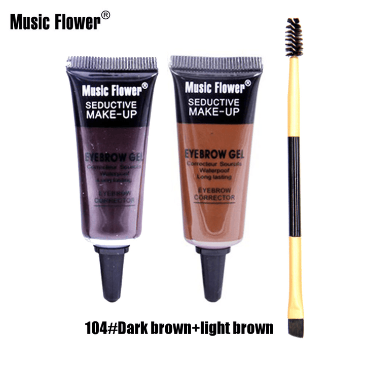 Music Flower 2 Color Eyebrow Gel Eye Brow Enhancers Waterproof Makeup Brush Set - Trendha