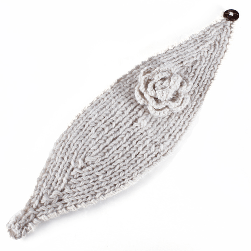 Flower Hand Knit Crochet Head Wrap Ear Warmer Headbrand Headwear - Trendha