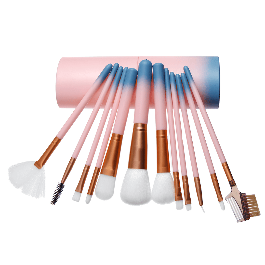12Pcs Makeup Brushes Set Foundation Powder Eyeshadow Cosmetic Brush Tools - Trendha