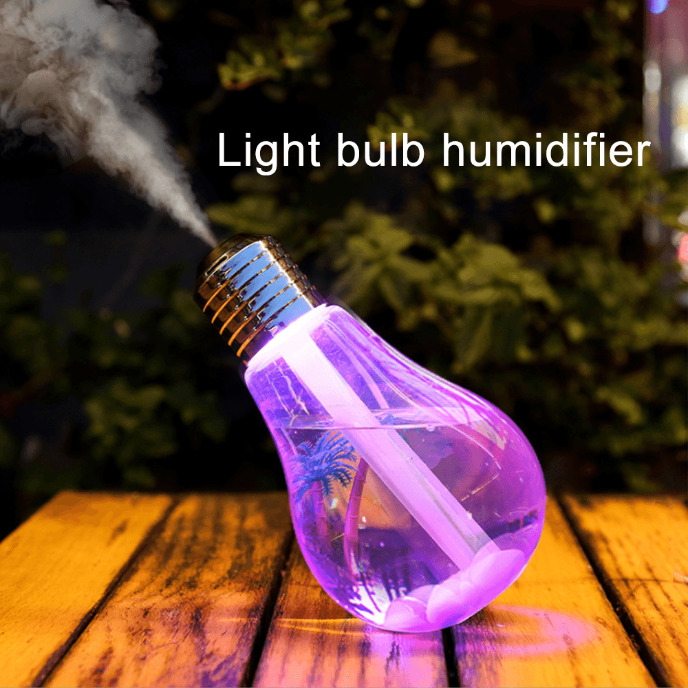 Portable LED Bulb Shape Humidifier 7 Color LED Night Light Air Humidifier USB Charging for Bedrom Home Office Travel - Trendha