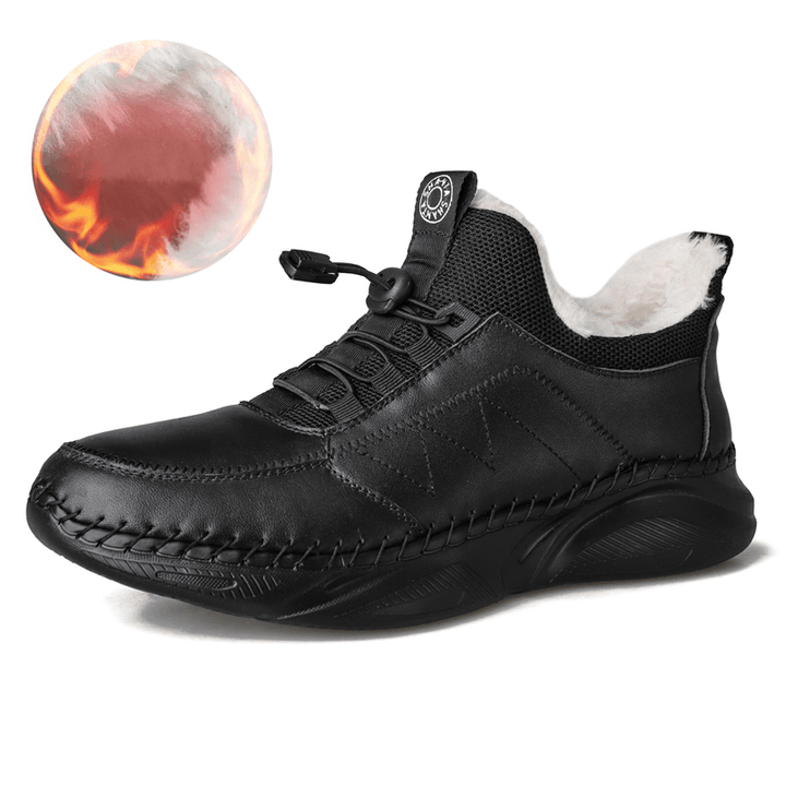 Men Cowhide Leather Light Weight Non Slip Warm Soft Casual Sport Shoes - Trendha