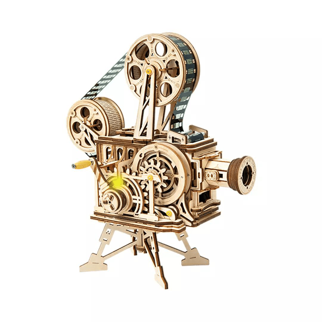 LK601 DIY Classic Wooden Vintage Movie Projector DIY 3D Vitascope Kit Wooden Puzzle Retro Projector - Trendha