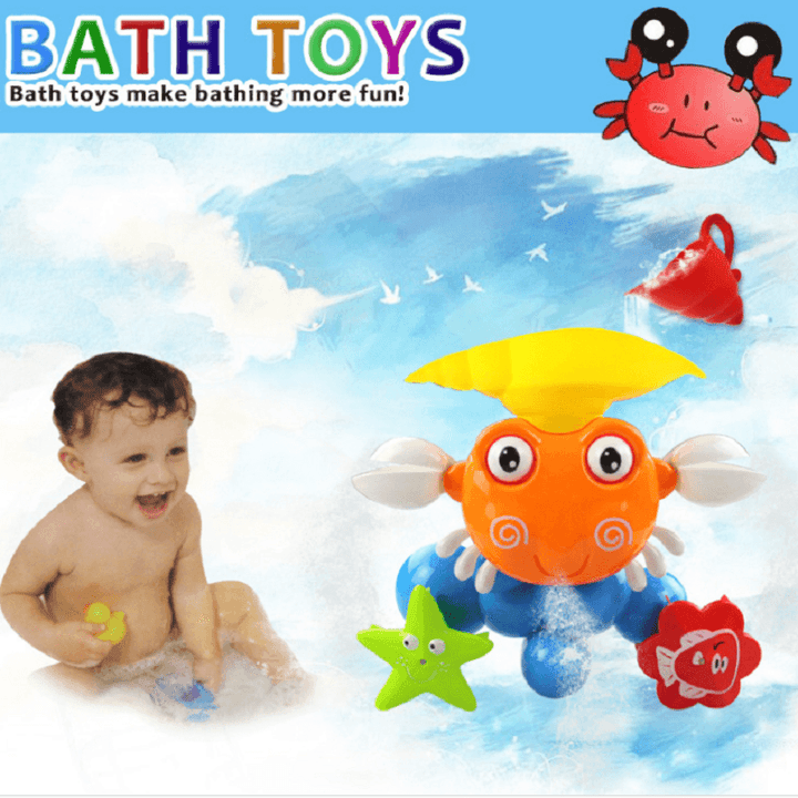 Baby Crab Windmills Bath Toy Faucet Plastic Wash Toys Spray Water Fun - Trendha