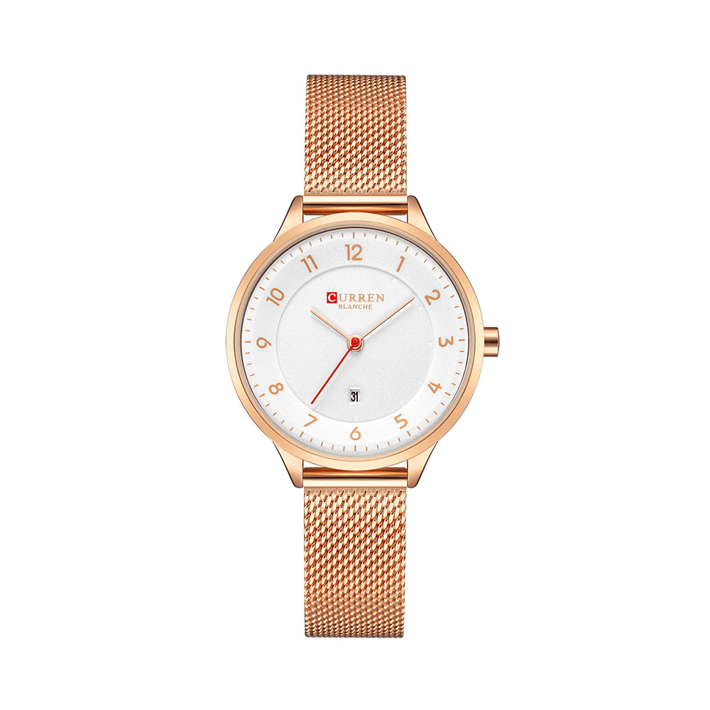 CURREN 9035 Date Display Simple Design Women Wrist Watch Full Steel Quartz Watch - Trendha