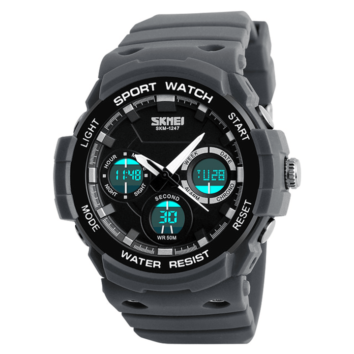 SKMEI 1247 Dual Display Digital Watch Men Luminous Chronograph Alarm Watch Outdoor Sport Watch - Trendha