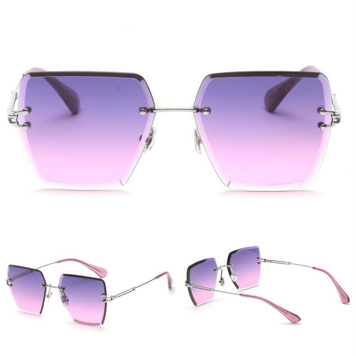 Square Rimless Cut Edge Sunglasses - Trendha