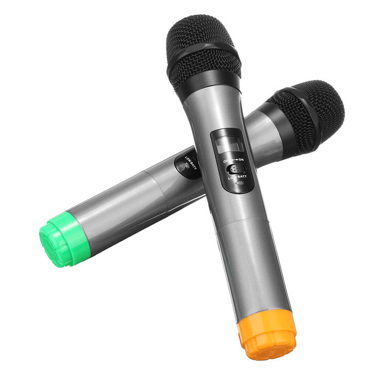 VHF Wireless Microphone Receiver 2 Channel Transmitter System Two Handheld Microphone - Trendha