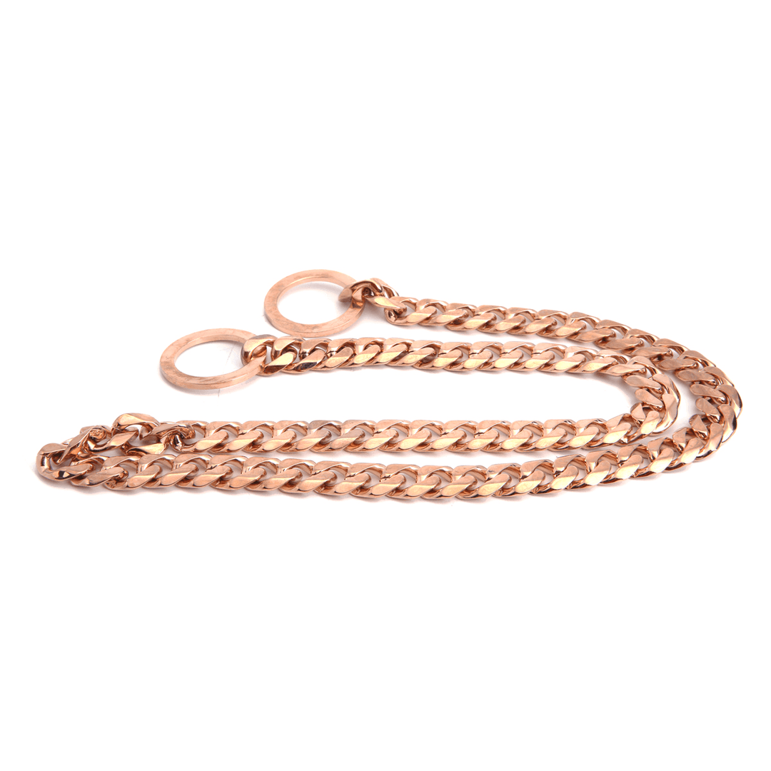 Stainless Steel Rose Gold Chain Dog Necklace Pet Collar Training Curb Dog Collar - Trendha