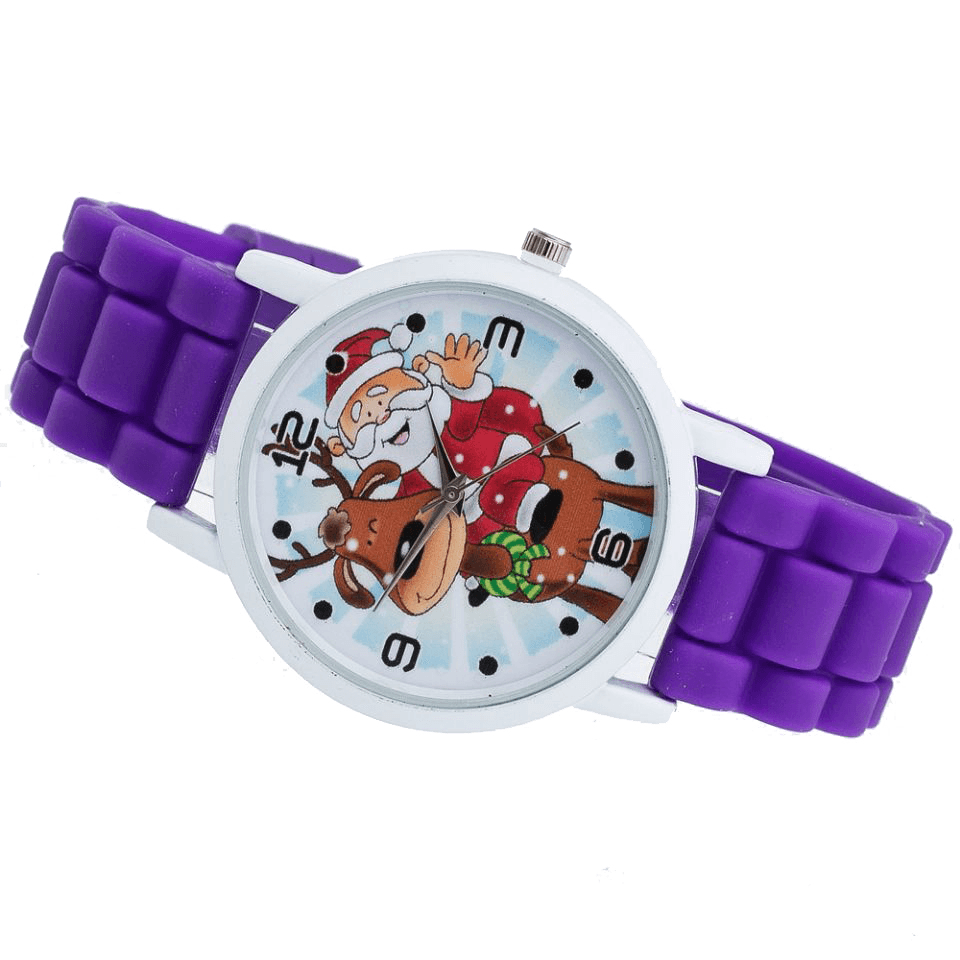Cartoon Santa Claus and Reindeer Pattern Silicone Strap Watch Cute Kid Watch Fashion Children Quartz Watch - Trendha