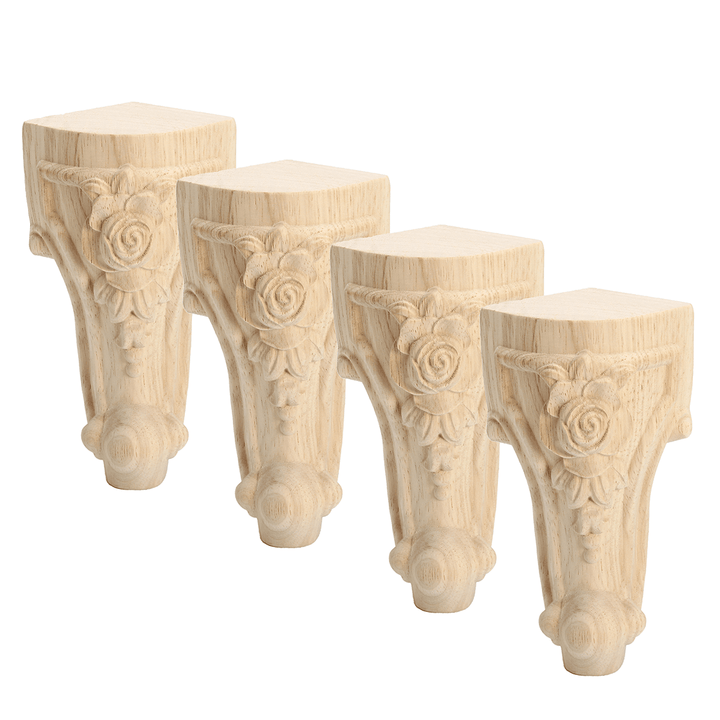 4Pcs Solid Wood Carved Furniture Foot Leg Support TV Cabinet Couch Sofa European Style - Trendha