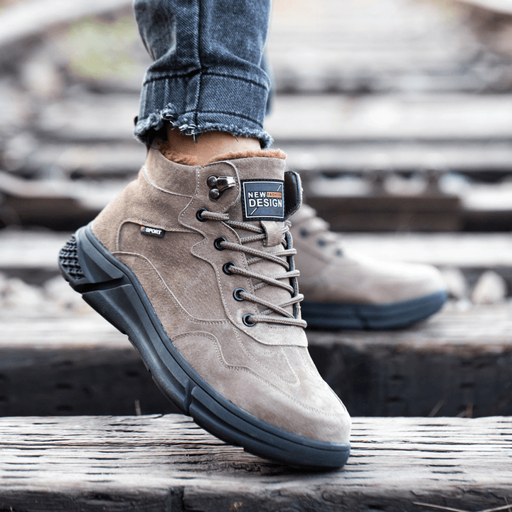 Men Warm Lined Anti-Smash Anti-Puncture Safety Work Ankle Boots - Trendha