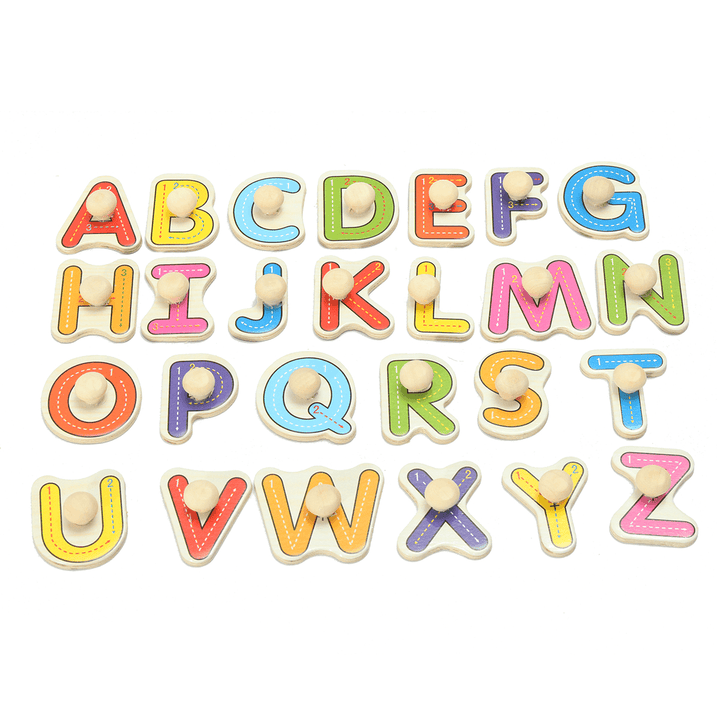 Alphabet ABC Wooden Jigsaw Puzzle Toy Children Kids Learning Educational Gift - Trendha