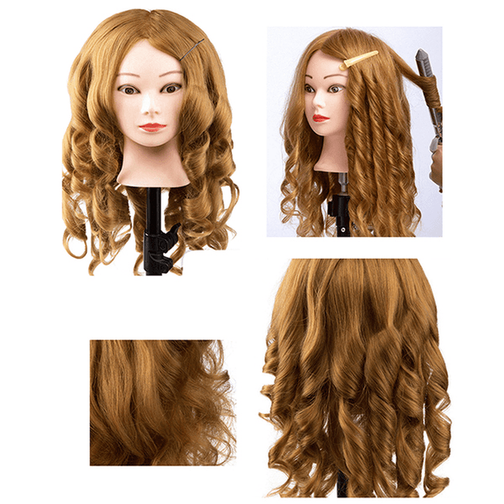 80% Human Hair Mannequin Head Yellow Natural Color with Clamp Practice Salon - Trendha