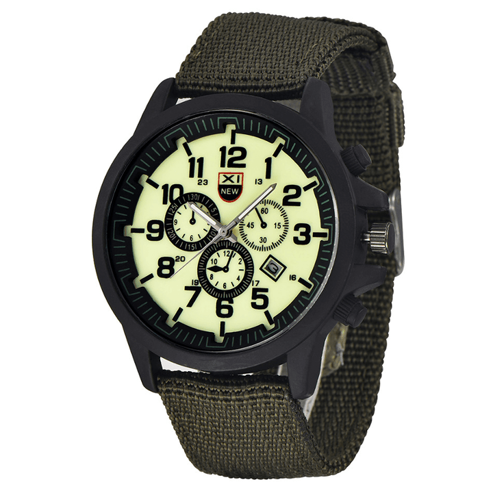 XINEW 2229D Military Casual Men Nylon Canvas Band Data Display Waterproof Large Dial Sport Quartz Watch - Trendha