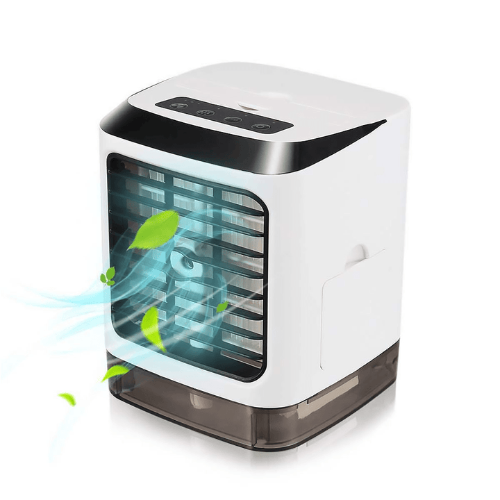 4 in 1 USB Air Conditioner Fan Portable Cooling Humidifier Mini Desktop Cooler LED Atmosphere Light - Trendha