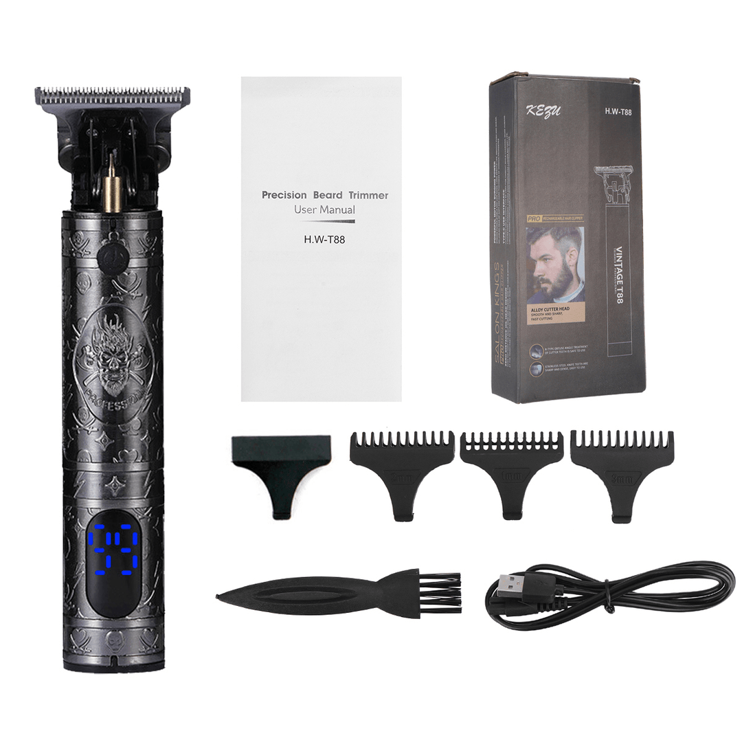 Electric Hair Clipper USB Rechargeable Hair Trimmer Bald Hair Shaver Hair Gromming Kit W/ 3 Limit Combs - Trendha