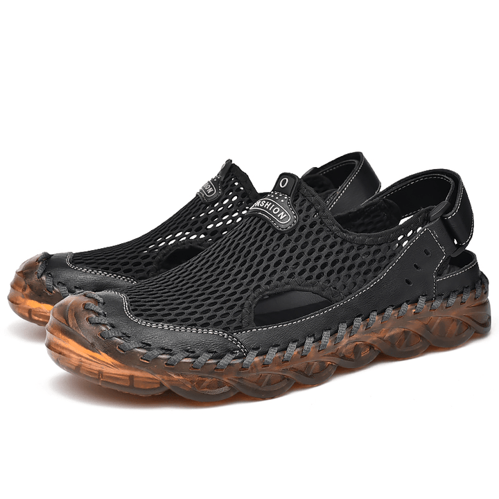 Men Outdoor Mesh Hand Stitching Closed Toe Water Shoes - Trendha