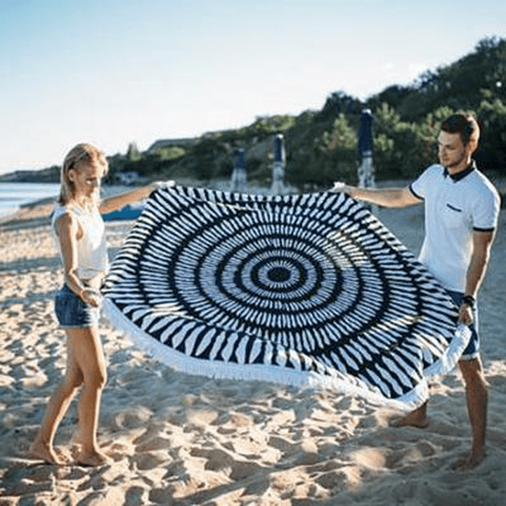 Honana WX-992 150Cm Bohemian Style Thin Tassel Beach Towel Mandala round Silk Scarf Bed Sheet Tapestry - Trendha