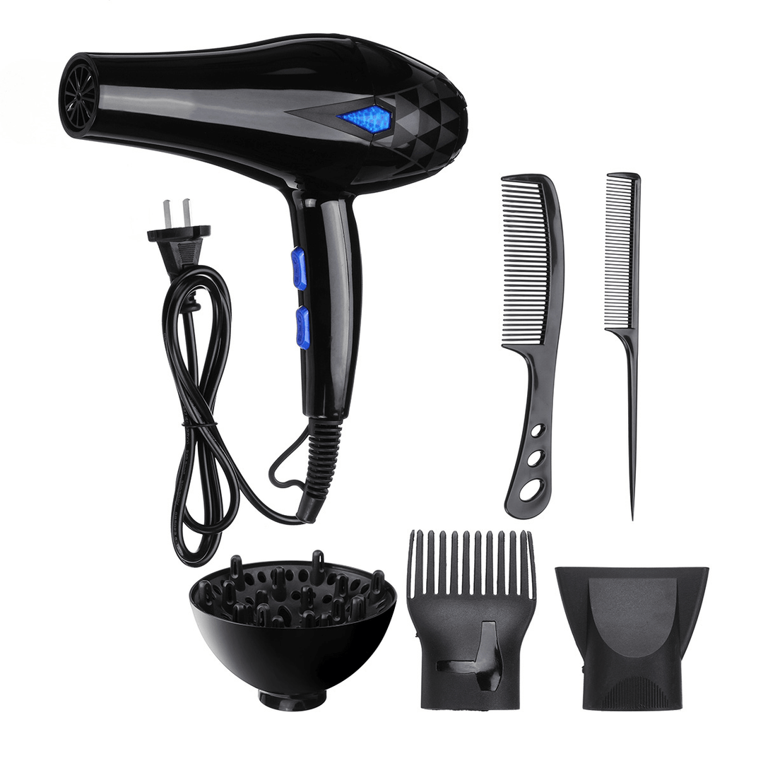 2200W 220V Hair Dryer with Accessories Black Purple 3 Temperature Wind Gear Adjustment Hair Salon for Home Tools - Trendha