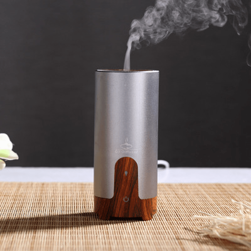 Gx-Diffuser GX-B02 Protable Essential Oil Humidifier Aromatherapy Diffuser Metal & Wood Grain Style - Trendha