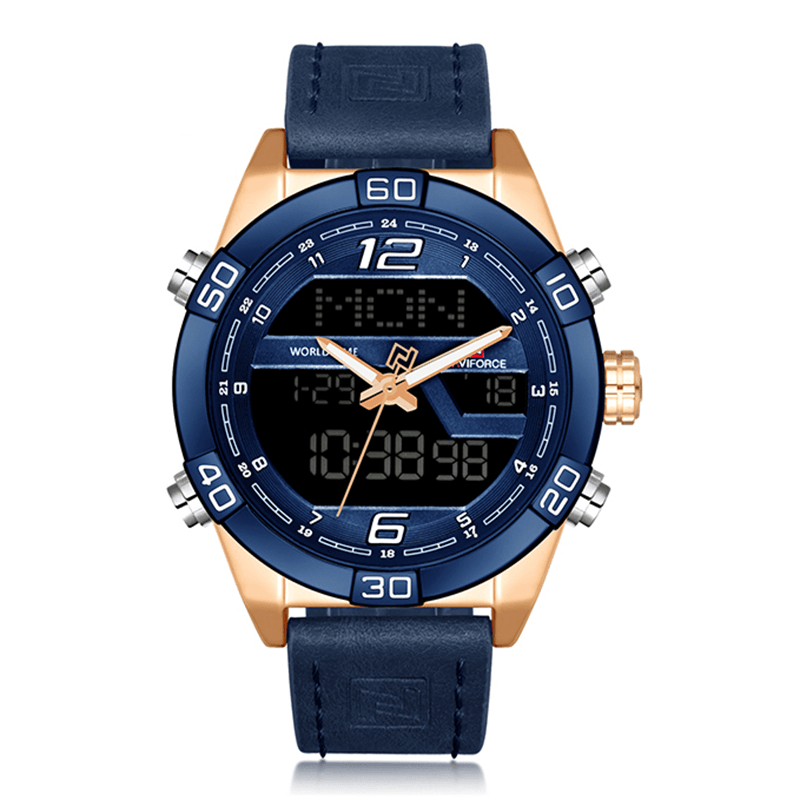 NAVIFORCE 9128 Dual Display Digital Watch Chronograph Men Alarm Sport Wrist Watch - Trendha