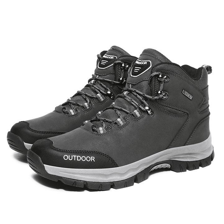Men Outdoor Non Slip Soft Sole Lace up Hiking Boots - Trendha