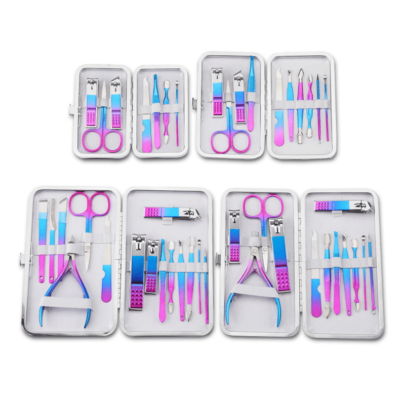 7/10/12/15Pcs TSLM2 Titanium Colorful Nail Clippers Set Professional Scissors Suit No Hurt Trimmer Grooming Manicure Cutter Kit - Trendha