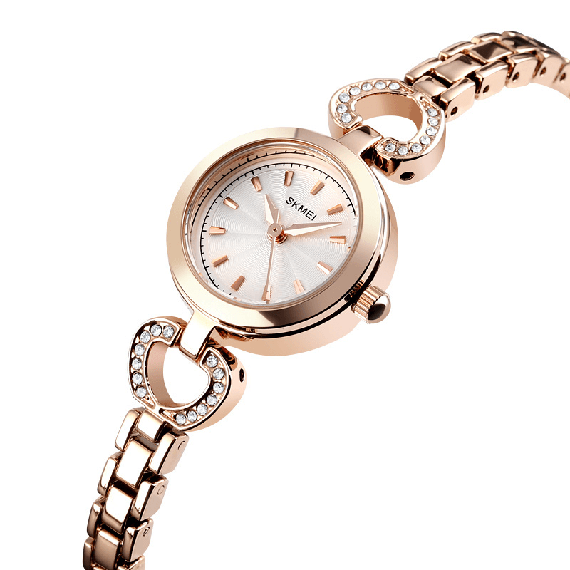 SKMEI 1408 Luxury Crystal Stainless Steel Elegant Fashion Women Wristwatch Quartz Watch - Trendha