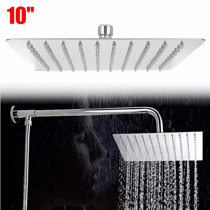 10 Inch 25*25Cm Square Top Spray Shower High Pressure 304 Stainless Steel Shower Head - Trendha