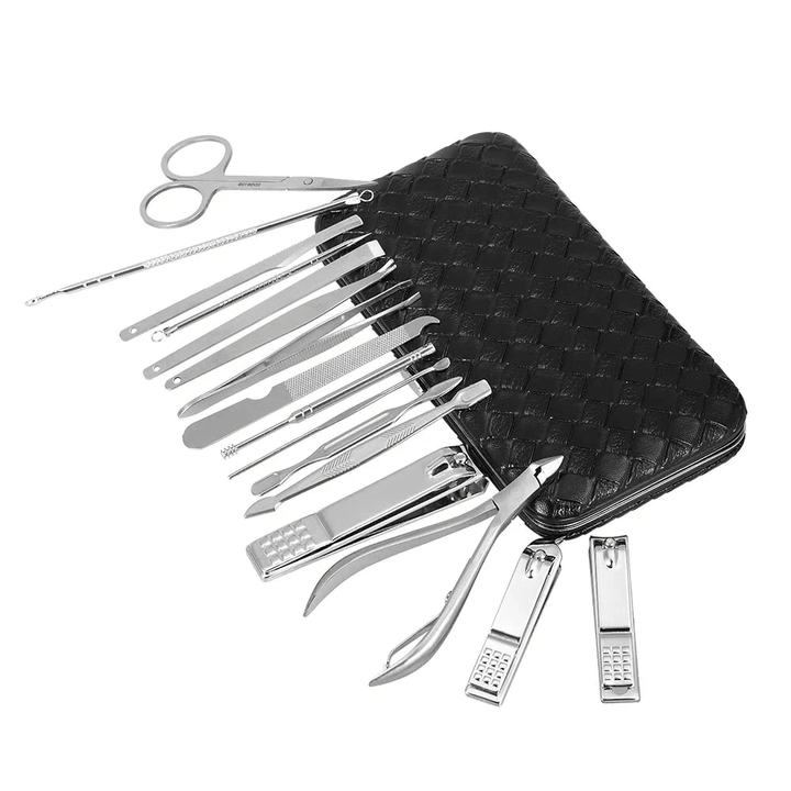 16Pcs Stainless Steel Manicure Pedicure Set Nail Tools with Bag - Trendha