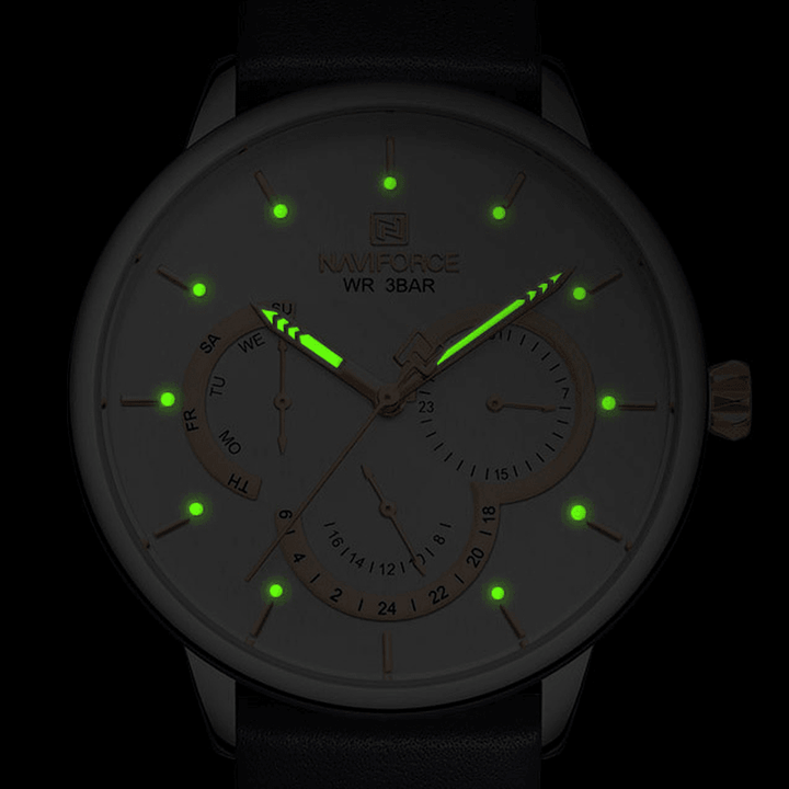 NAVIFORCE 3011 Ultra Thin Calendar Casual Style Men Wrist Watch Leather Band Quartz Watch - Trendha