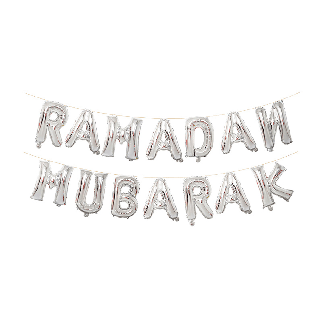 Eid Ramadan Mubarak Letter Pentagram Moon Party Foil Balloon Decoration Set - Trendha