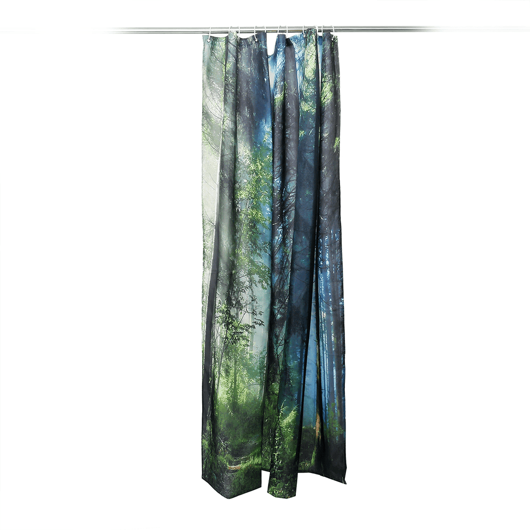 Bath Curtains Waterproof Polyester Fabric Washable Bathroom Shower Curtain Screen with Hooks Accessories - Trendha