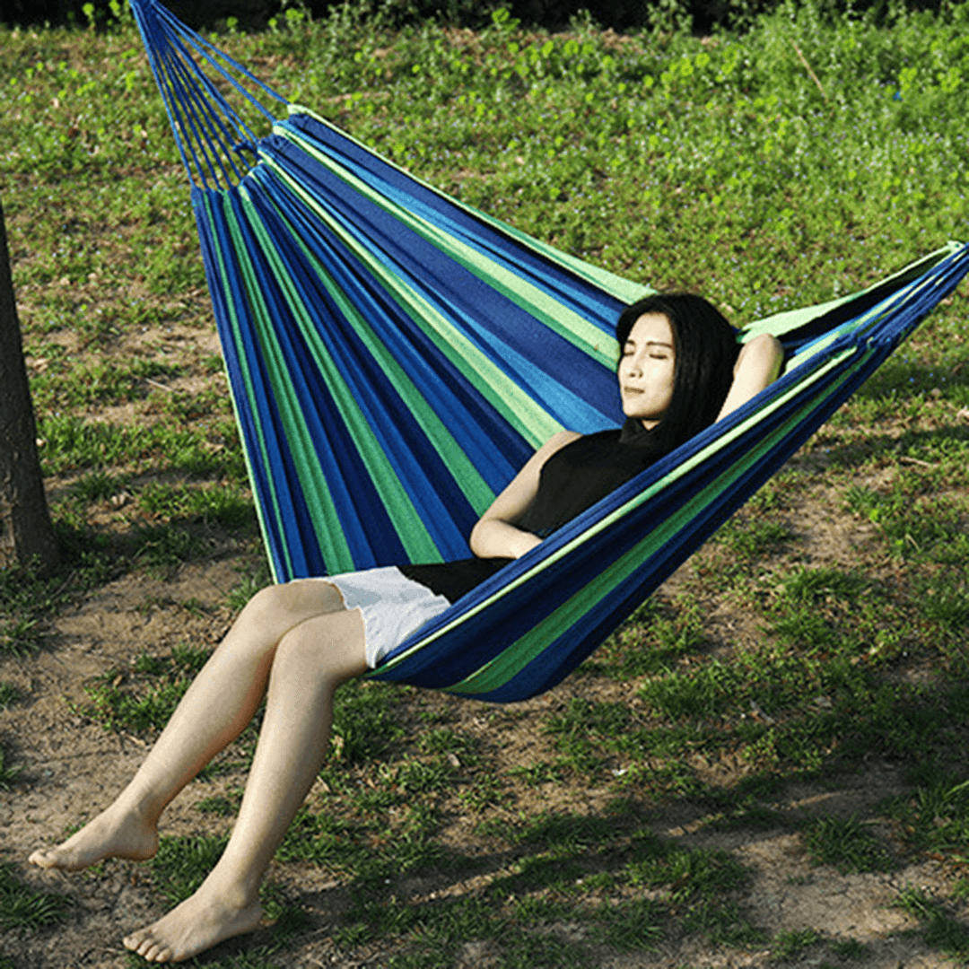 Portable Canvas Hammock Outdoor Garden Camping Travel Swing Hanging Bed - Trendha