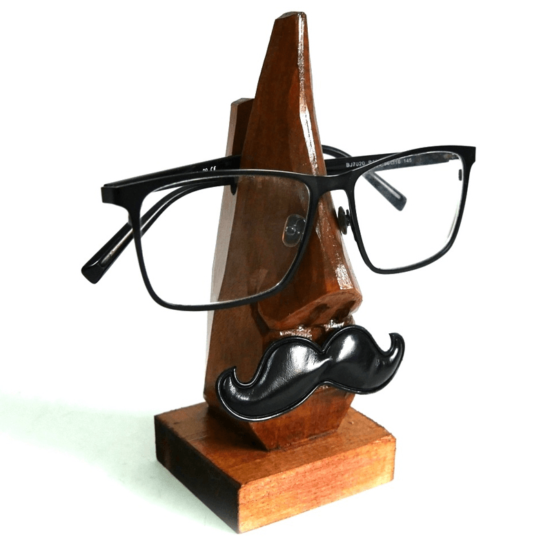 Wooden Nose Shaped Sunglasses Spectacles Eye Glasses Holder Stand Display Decor - Trendha