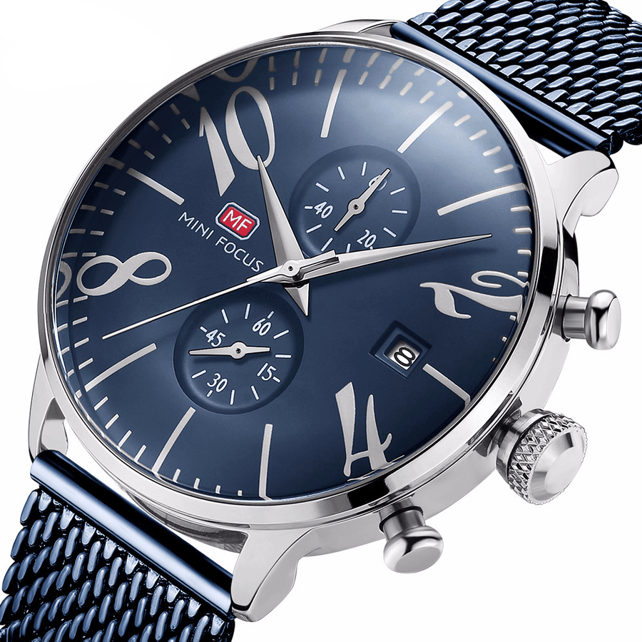 MINI FOCUS MF0135G Waterproof Business Style Men Wrist Watch Date Display Quartz Watch - Trendha