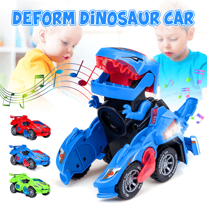 Creative Dinosaur Deformation Toy Car Puzzle Dinosaur Electric Toy Car Light and Music Electric Deformation Dinosaur Toys - Trendha
