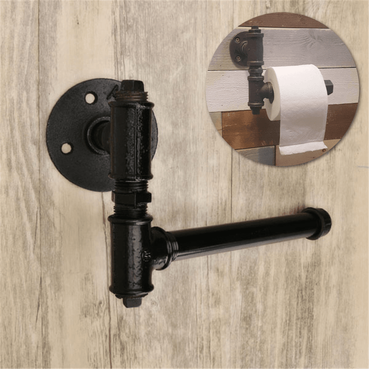 210Mm Industrial Retro Iron Pipe Tissue Paper Roll Holder Toliet Wall Mount Hanger - Trendha