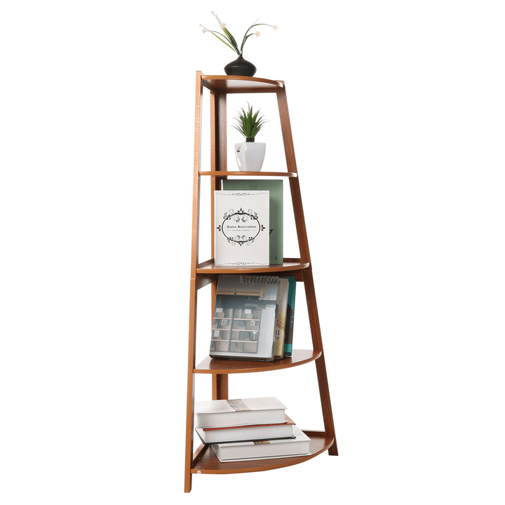 Creative Ladder Bookshelf Simple Wood Corner Bookcase Storage Rack Potted Flower Stand Shelves for Home Office - Trendha