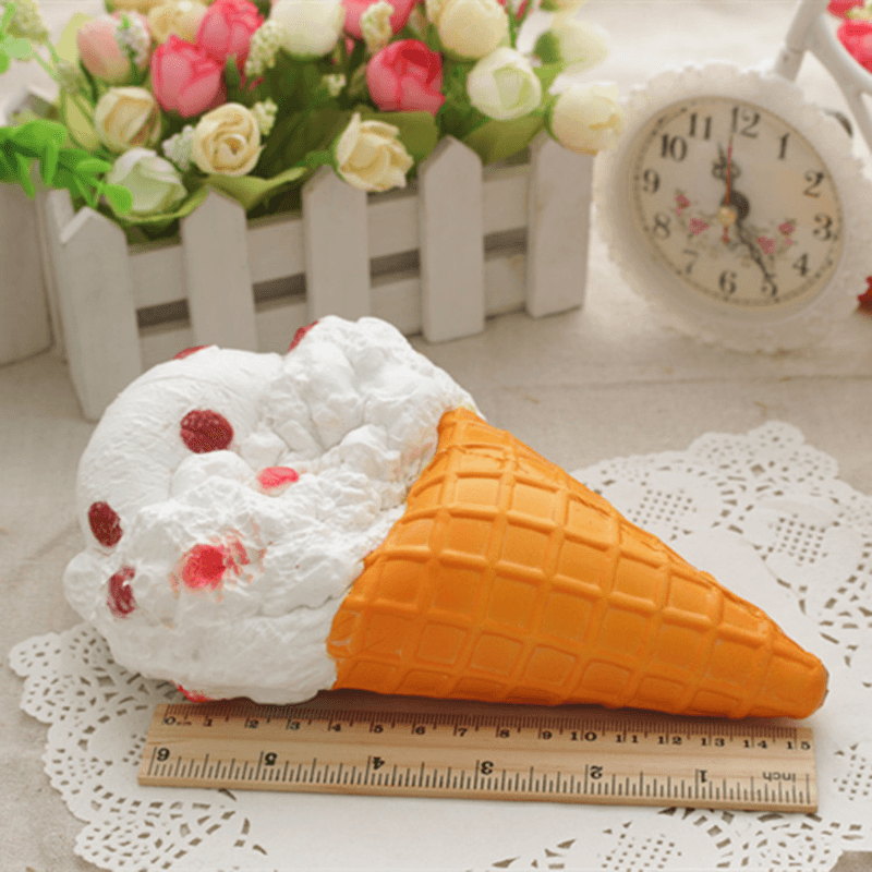 Squishy Jumbo Ice Cream Cone 19Cm Slow Rising White Pink Toy Collection Gift Decor - Trendha