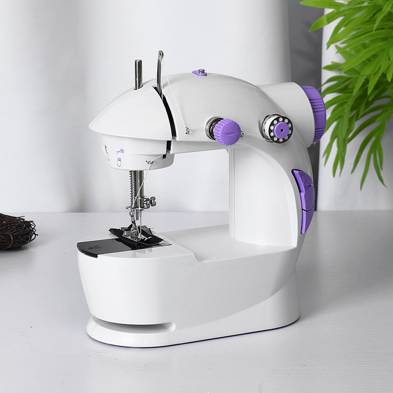 Electric Sewing Machine Mini Portable Household Night Light Foot Pedal Straight Line with Hand Table - Trendha