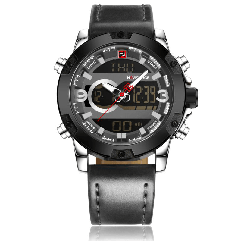 NAVIFORCE NF9097 Fashion Men Dual Display Watch Luxury Leather Strap Sport Watch - Trendha