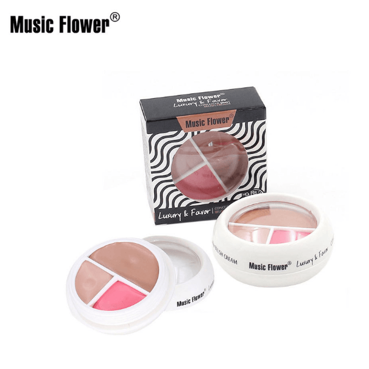 Usic Flower Full Cover 3 in 1 Press Concealer Cream Face Smooth Waterproof Sweat-Proof Long-Lasting Makeup Hydrating - Trendha