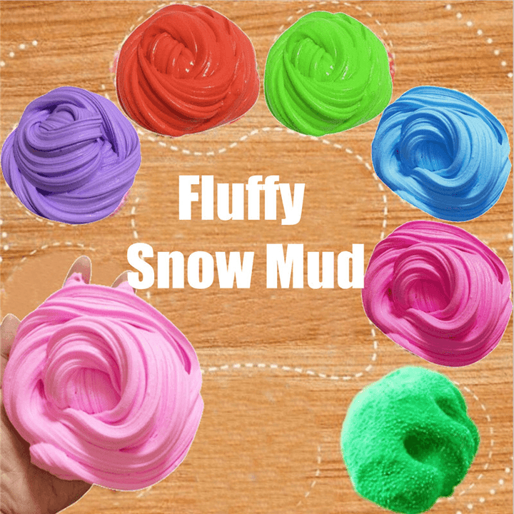 Fluffy Snow Mud Slime Colorful Color Random Kids Sludge Toy No Borax Stress Relief - Trendha