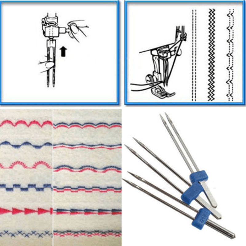 3Pcs/Set Size 2.0/90-3.0/90-4.0/90 Steel Twin Double Needle Sewing Machine Needles Pins Cloth Decor Needlework Knitting Needles - Trendha