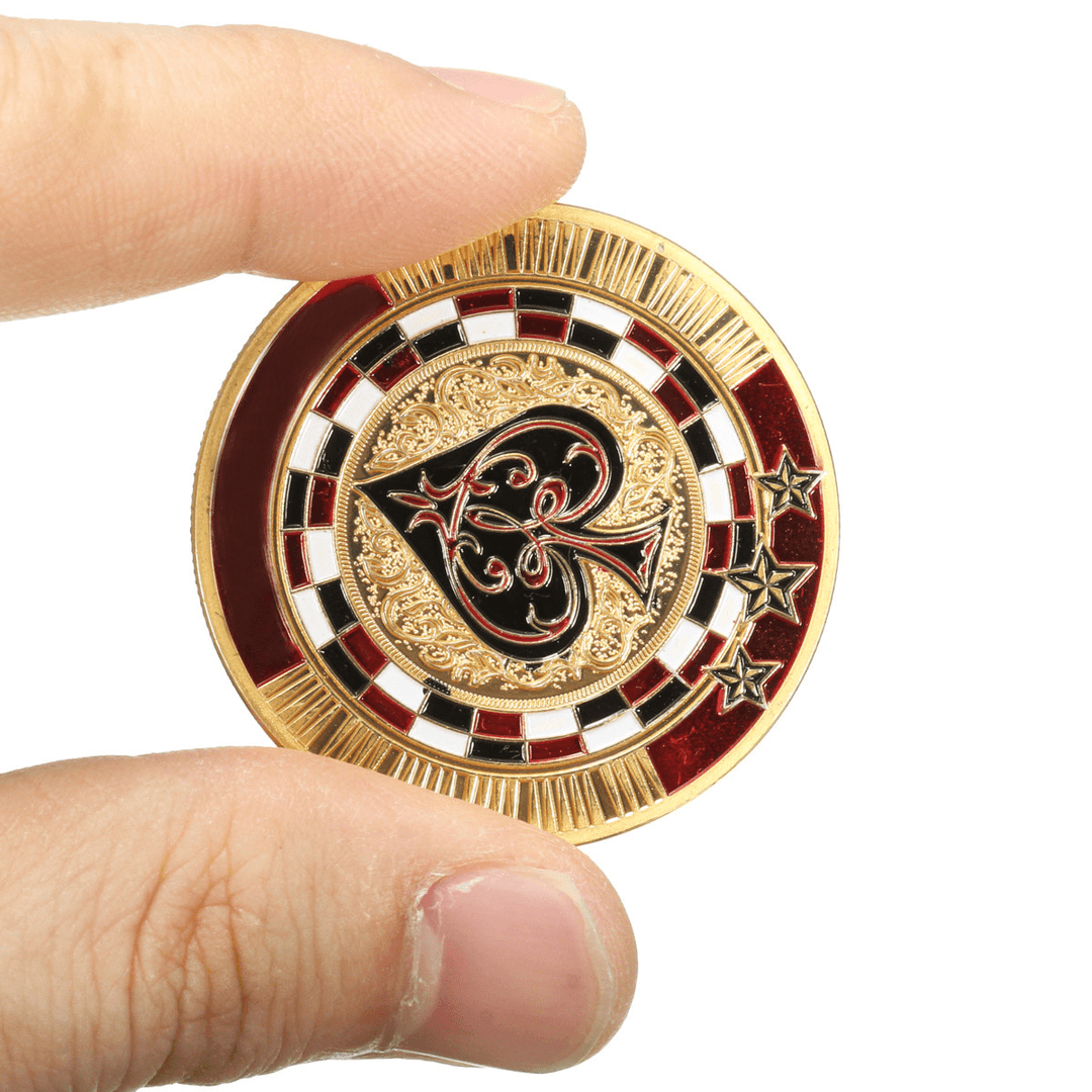 Metal Poker Guard Card Gold Plated with round Plastic Case Protector Coin Chip - Trendha