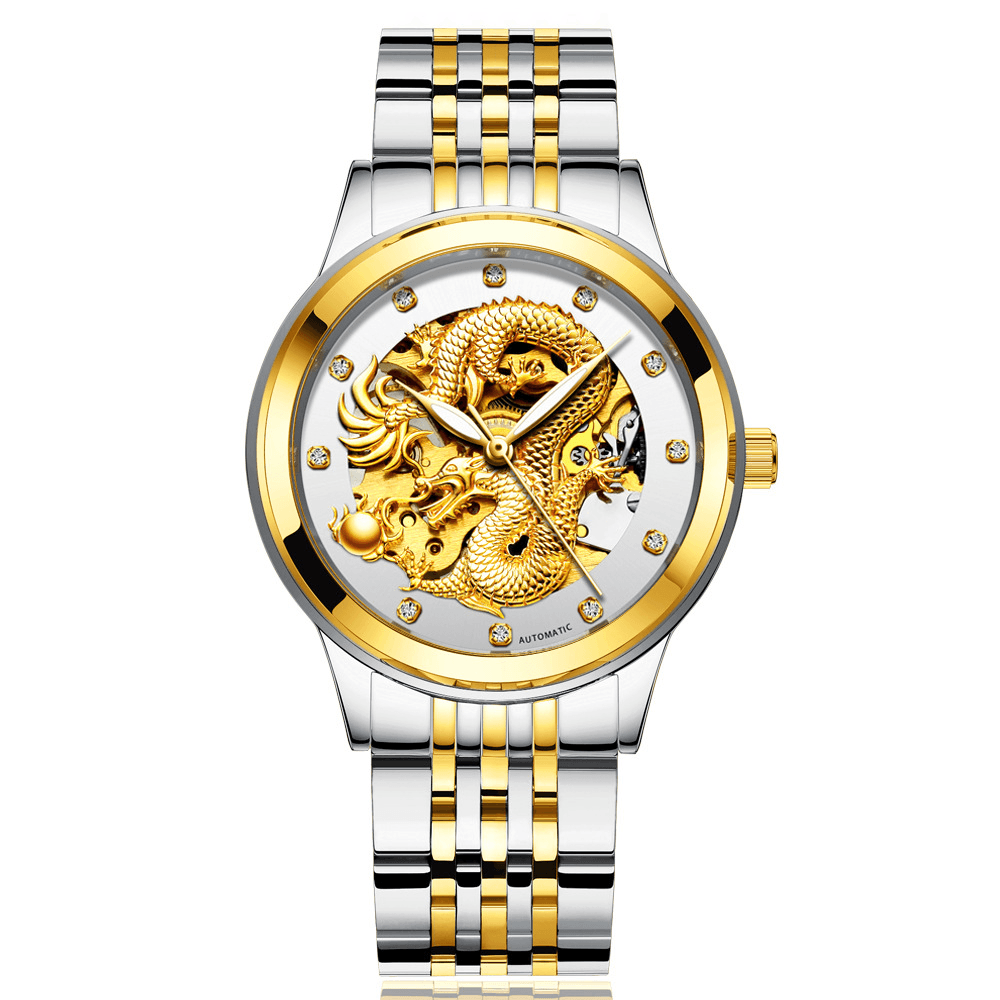 DEFFRUN Business Style Automatic Mechanical Watch Full Steel Band Men Wrist Watch - Trendha
