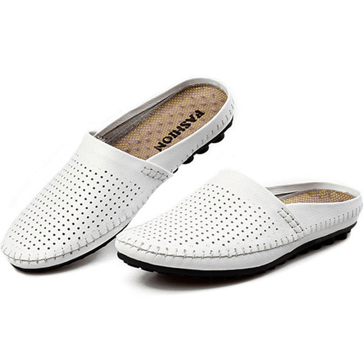 Slipper Men Hollow Out Casual Beach Slip on in Leather - Trendha