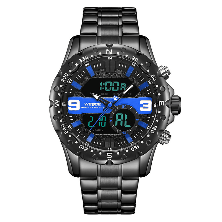 WEIDE WH8502 Business Style Dual Display Watch LCD Digital Chronograph 3ATM Waterproof Men Watch - Trendha