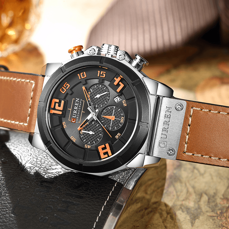 CURREN 8287 Chronograph Quartz Watch Display Date and Time Men Wrist Watch - Trendha